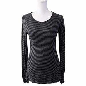 🖤✨ Banana Republic Black & Gray Striped Long Sleeve Top Medium M ✨🖤